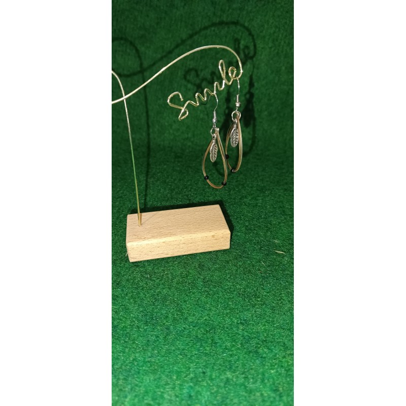 boucle d'oreille en crin de cheval/perle et plume