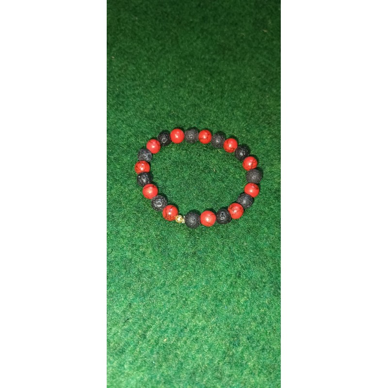 bracelet pierre de lave/turquoise rouge
