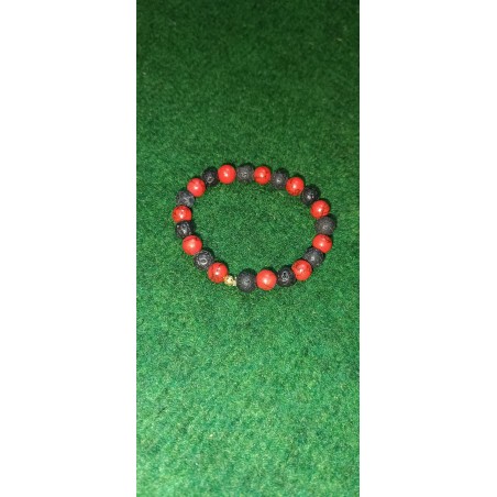 bracelet pierre de lave/turquoise rouge